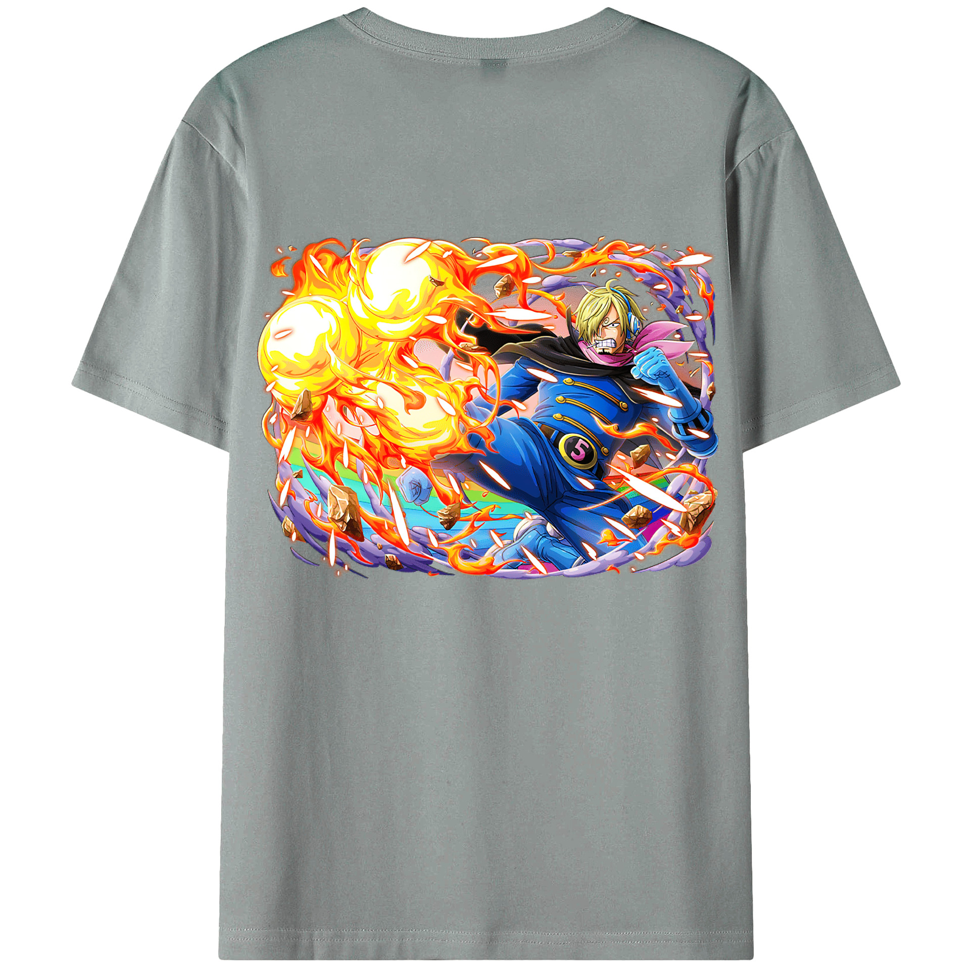（画像用） ワンピース サンジ ONE PIECE Sanji 綿100％ メンズ半袖Tシャツ（バックプリント） 通気性